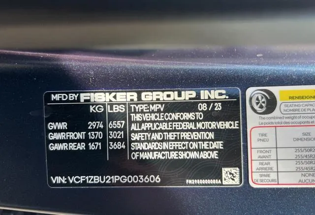 VCF1ZBU21PG003606 2023 2023 Fisker Inc- Ocean- Ocean One 10