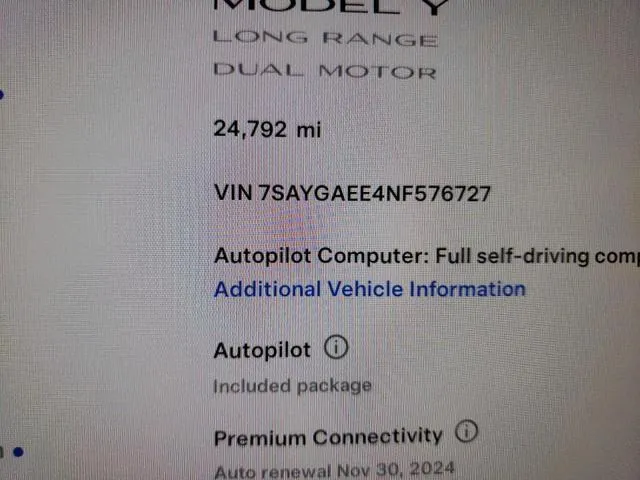 7SAYGAEE4NF576727 2022 2022 Tesla MODEL Y 9