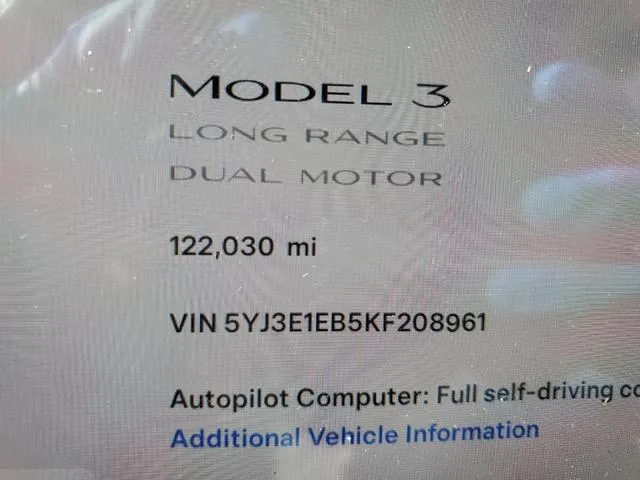 5YJ3E1EB5KF208961 2019 2019 Tesla MODEL 3 9