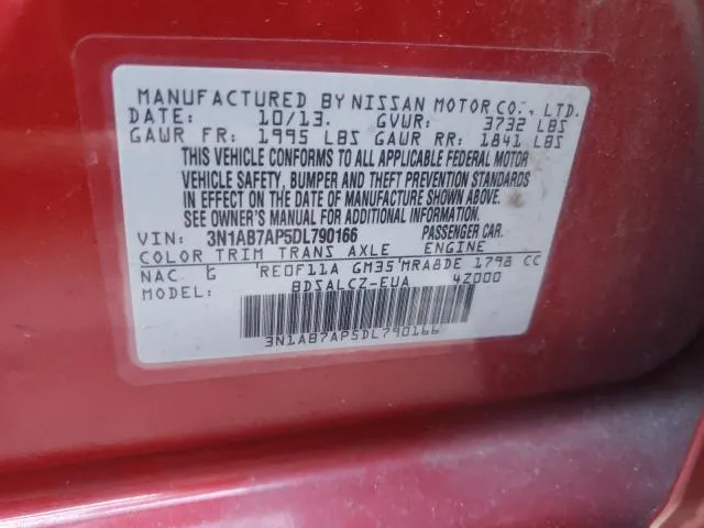 3N1AB7AP5DL790166 2013 2013 Nissan Sentra- S 10