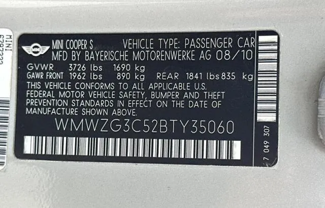 WMWZG3C52BTY35060 2011 2011 Mini Cooper- S Clubman 10