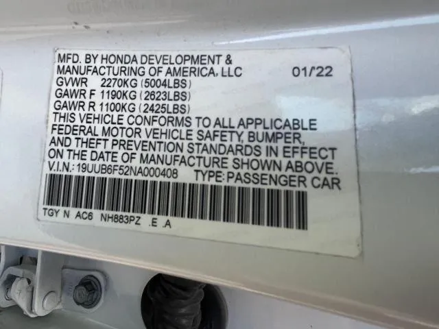 19UUB6F52NA000408 2022 2022 Acura TLX- Tech A 10