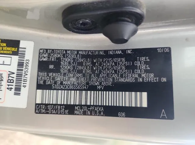 5TDZA23C86S565947 2006 2006 Toyota Sienna- CE 10