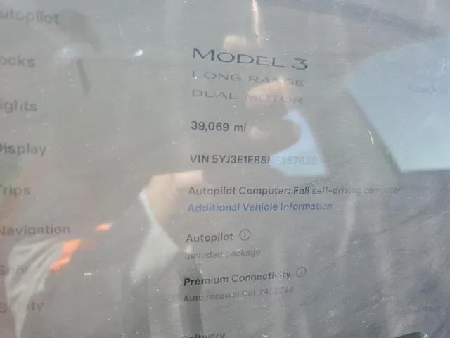 5YJ3E1EB8NF357630 2022 2022 Tesla MODEL 3 9