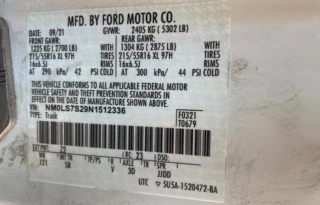 NM0LS7S29N1512336 2022 2022 Ford Transit- XL 10