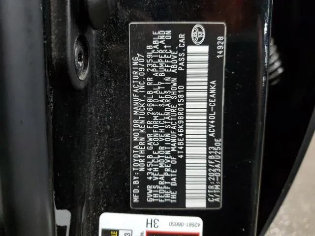 4T4BE46K98R015810 2008 2008 Toyota Camry- CE 10