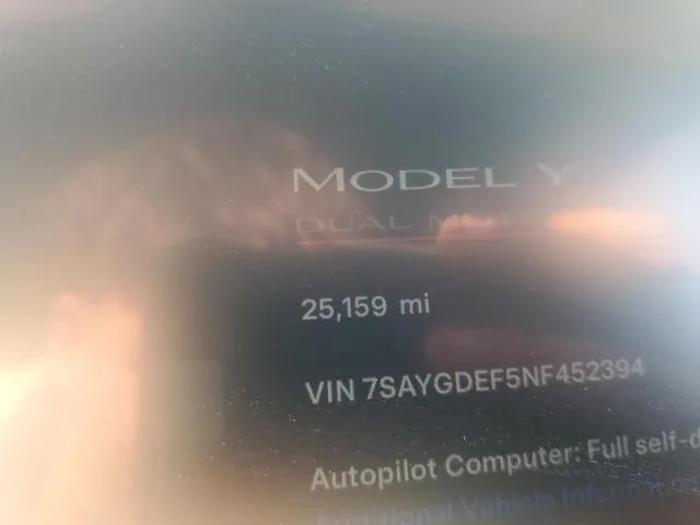 7SAYGDEF5NF452394 2022 2022 Tesla MODEL Y 9