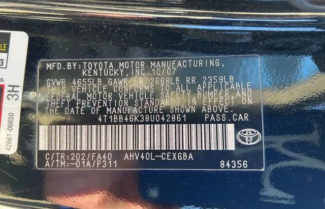 4T1BB46K38U042861 2008 2008 Toyota Camry- Hybrid 10