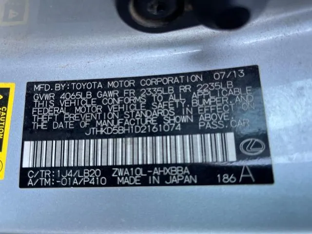 JTHKD5BH1D2161074 2013 2013 Lexus CT- 200 10