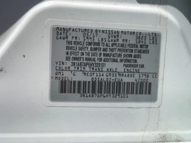 3N1AB7AP6HY329101 2017 2017 Nissan Sentra- S 10