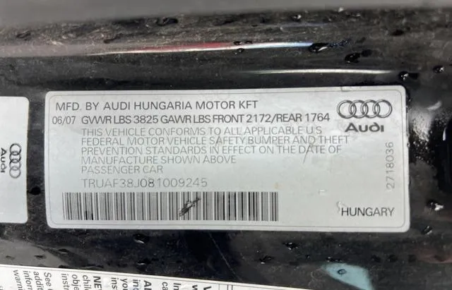 TRUAF38J081009245 2008 2008 Audi TT- 2-0T 10