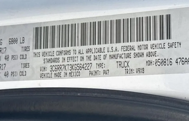 3C6RR7KT3KG564227 2019 2019 RAM 1500- Tradesman 10