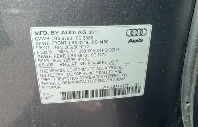 WA1LGAFE5CD000617 2012 2012 Audi Q7- Premium Plus 10