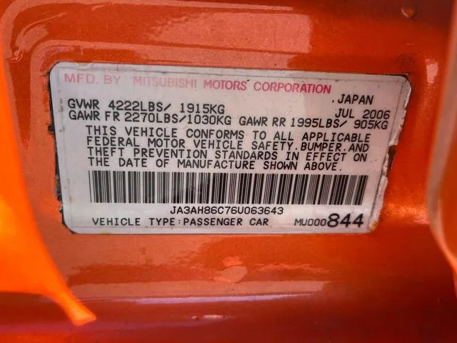 JA3AH86C76U063643 2006 2006 Mitsubishi Lancer- Evolution 10