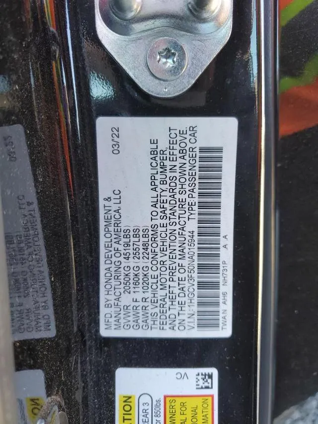 1HGCV3F50NA015944 2022 2022 Honda Accord- Hybrid Exl 10