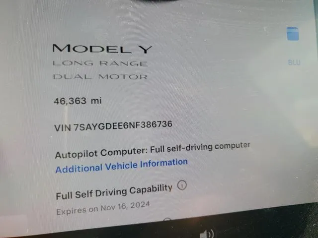 7SAYGDEE6NF386736 2022 2022 Tesla MODEL Y 9