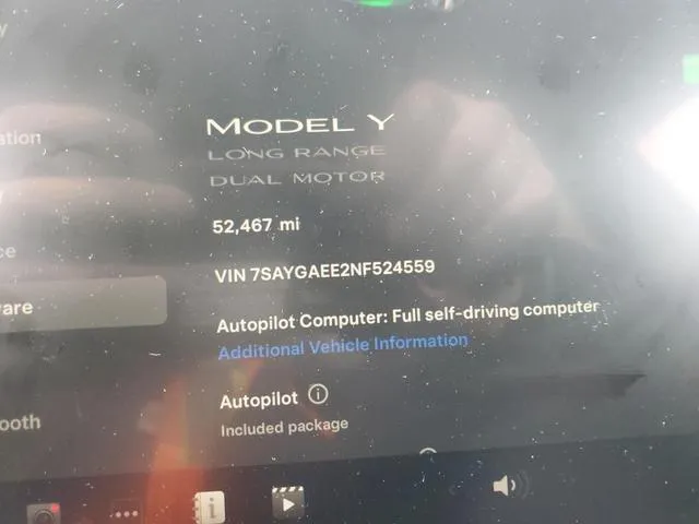 7SAYGAEE2NF524559 2022 2022 Tesla MODEL Y 9