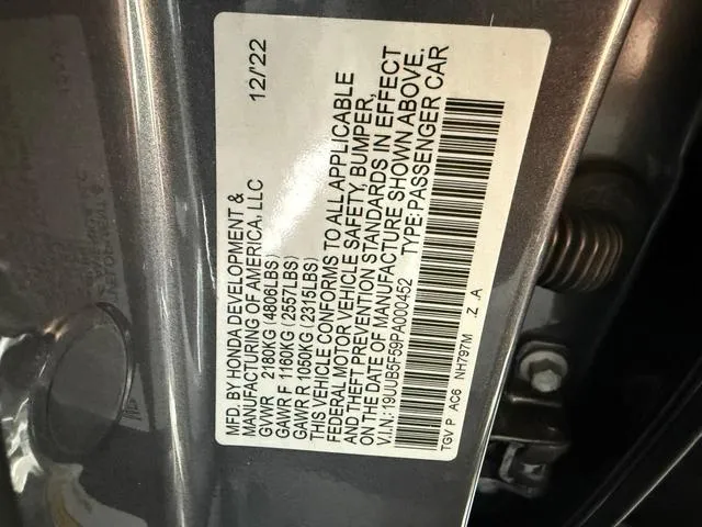 19UUB5F59PA000452 2023 2023 Acura TLX- Tech A 10