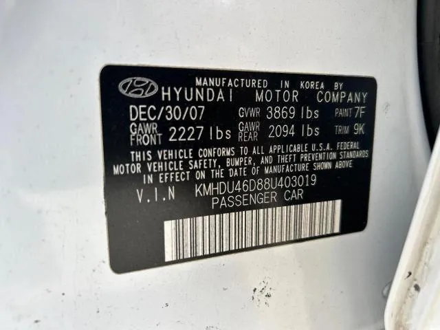 KMHDU46D88U403019 2008 2008 Hyundai Elantra- Gls 10