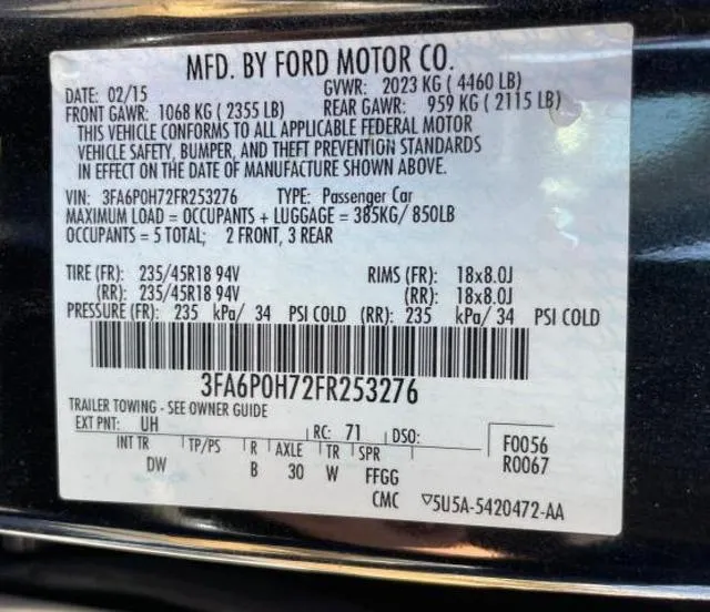 3FA6P0H72FR253276 2015 2015 Ford Fusion- SE 10