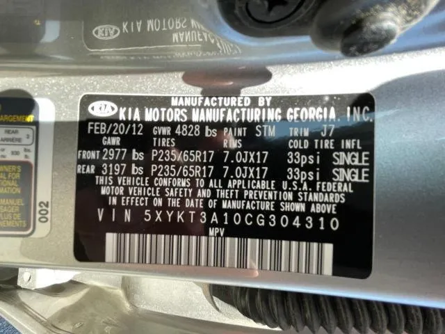 5XYKT3A10CG304310 2012 2012 KIA Sorento- Base 10