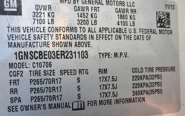 1GNSCBE03ER231103 2014 2014 Chevrolet Tahoe- C1500 Lt 10