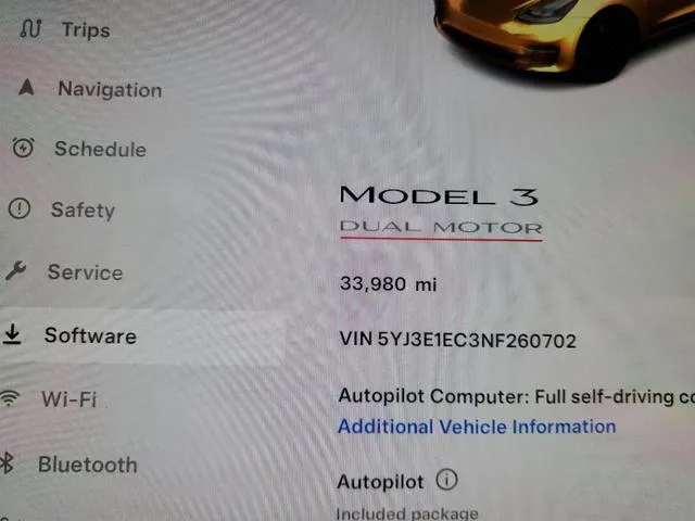 5YJ3E1EC3NF260702 2022 2022 Tesla MODEL 3 9