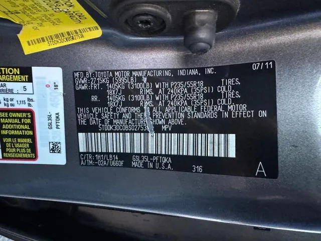 5TDDK3DC0BS027538 2011 2011 Toyota Sienna- Xle 10