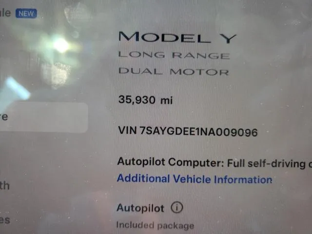 7SAYGDEE1NA009096 2022 2022 Tesla MODEL Y 9