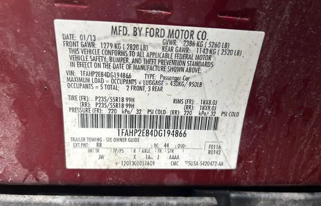 1FAHP2E84DG194866 2013 2013 Ford Taurus- Sel 10