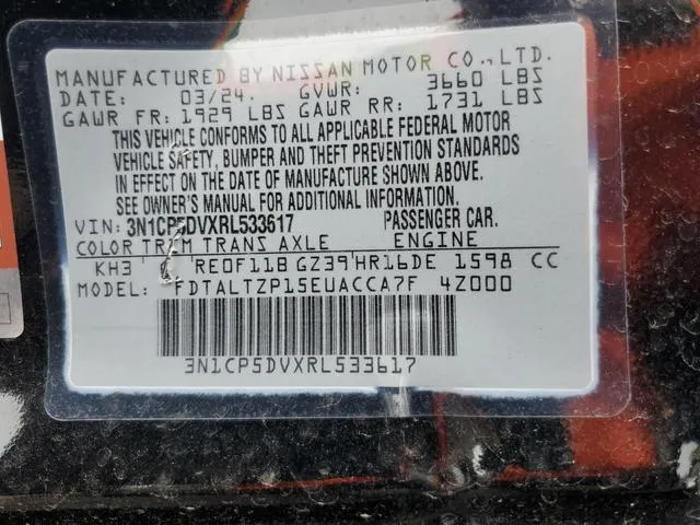 3N1CP5DVXRL533617 2024 2024 Nissan Kicks- SR 10