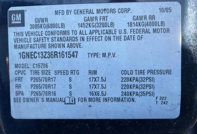 1GNEC13Z36R161547 2006 2006 Chevrolet Tahoe- C1500 10