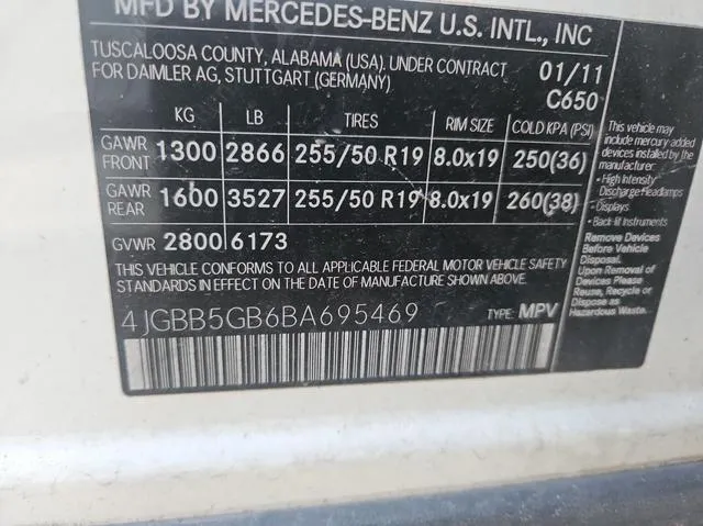 4JGBB5GB6BA695469 2011 2011 Mercedes-Benz ML-Class- 350 10