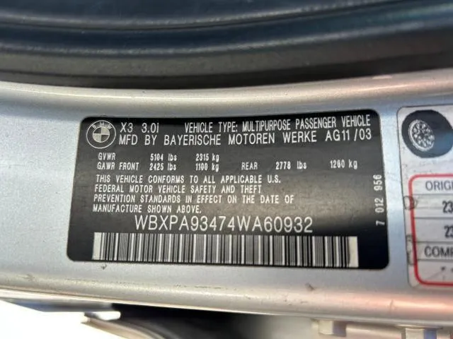 WBXPA93474WA60932 2004 2004 BMW X3- 3-0I 10