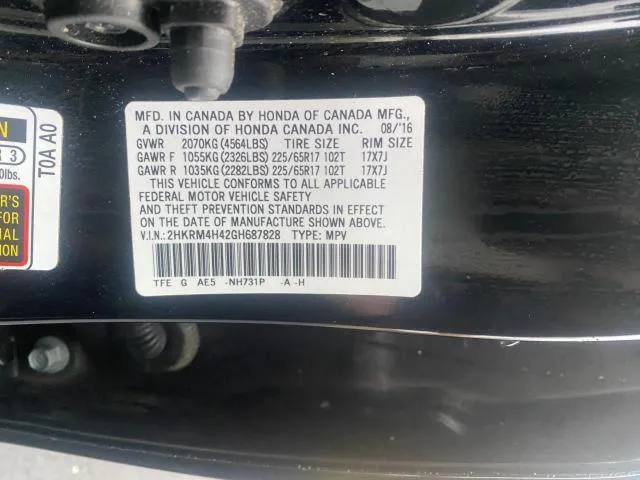 2HKRM4H42GH687828 2016 2016 Honda CR-V- SE 10