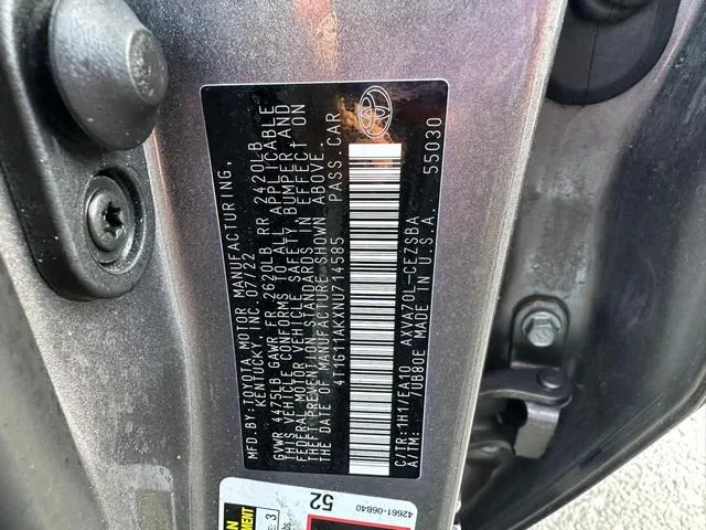 4T1G11AKXNU714585 2022 2022 Toyota Camry- SE 10