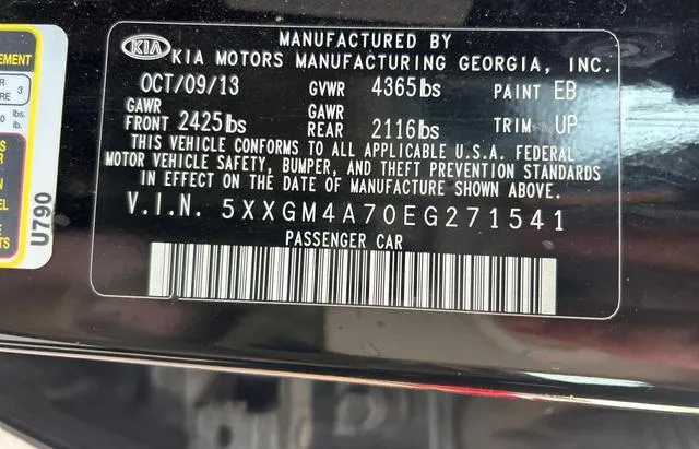 5XXGM4A70EG271541 2014 2014 KIA Optima- LX 10