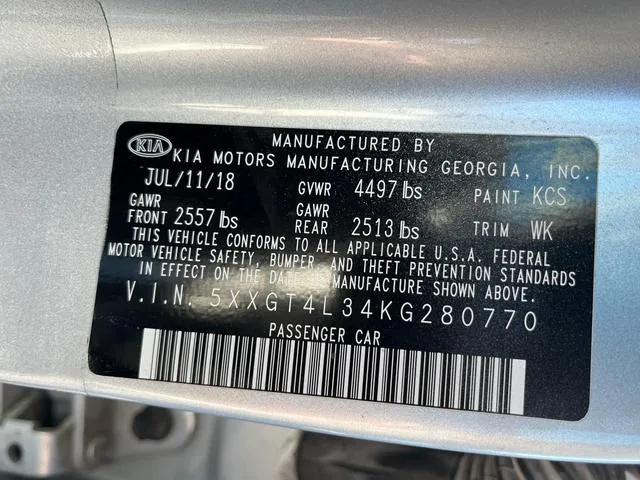 5XXGT4L34KG280770 2019 2019 KIA Optima- LX 10