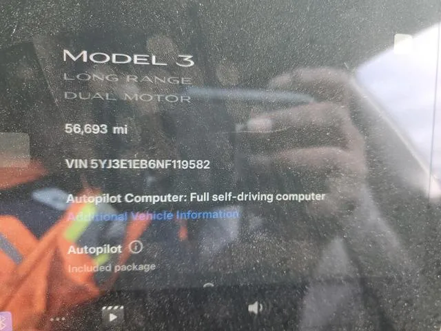 5YJ3E1EB6NF119582 2022 2022 Tesla MODEL 3 9