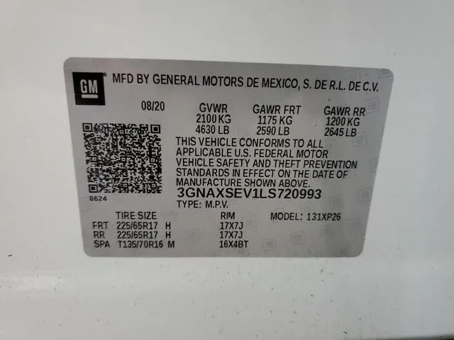 3GNAXSEV1LS720993 2020 2020 Chevrolet Equinox- LS 10