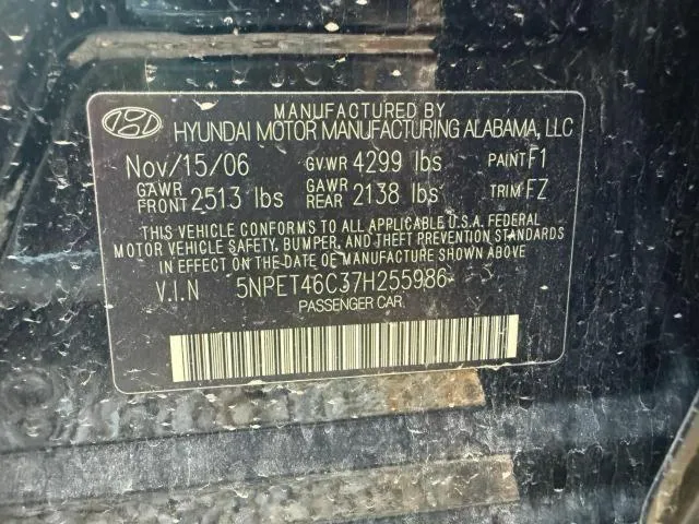 5NPET46C37H255986 2007 2007 Hyundai Sonata- Gls 10